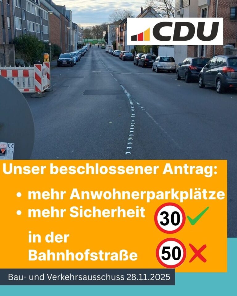 Mehr Verkehrssicherheit auf der Bahnhofstraße: Tempo 30 beschlossen