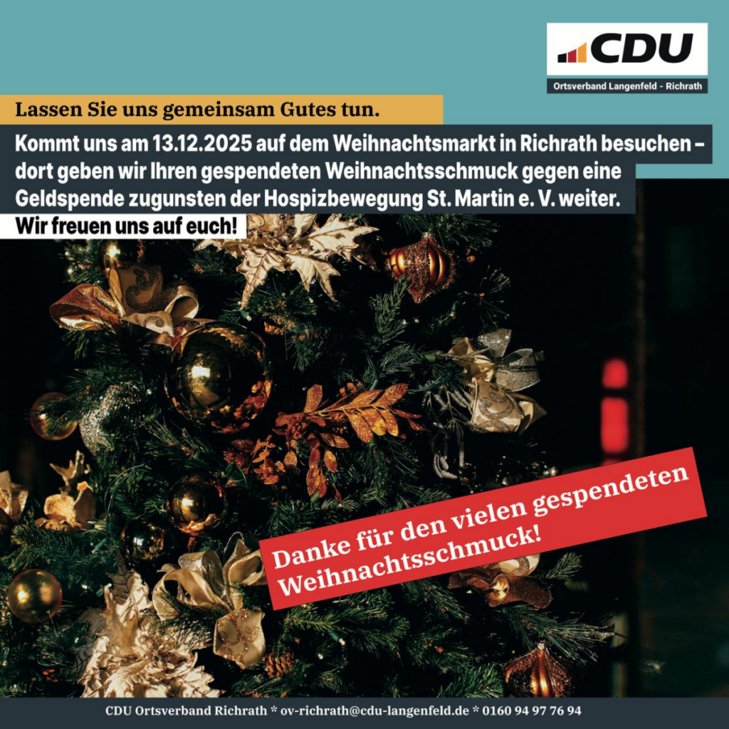 Gemeinsam für den guten Zweck: Weihnachtsschmuck-Aktion zugunsten der Hospizbewegung St. Martin