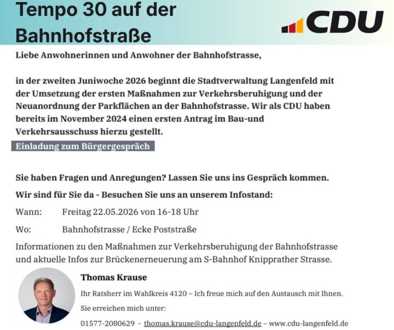 Tempo 30 auf der Bahnhofstraße 