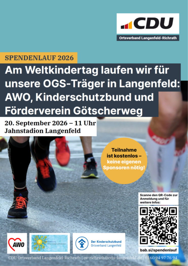 Spendenlauf am Weltkindertag im Jahnstadion Langenfeld – Starke Kinder, starke Zukunft.